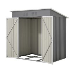6'x4' Outdoor Metal Storage Shed for Garden Tools Lockable Door With Floor Frame