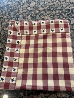 Vintage 52” Square Primitive Americana Tablecloth 