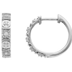 Diamond earring Hoop Set In Sterling Silver - 1/10 Ct