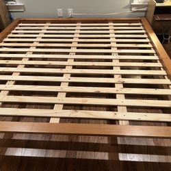 Mid-Century Modern Bed Frame and King Mattress