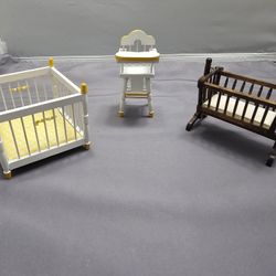 Vintage Dollhouse Wooden Furniture Set