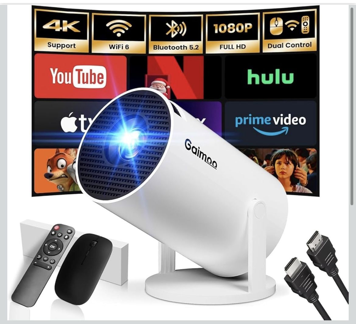 Mini Projector with WiFi and Bluetooth 2025 Upgraded 1080P FHD 4K Support
