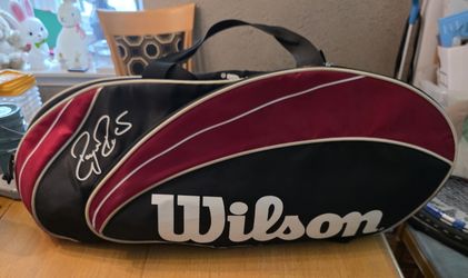 WILSON Roger Federer Team Tennis Racket Bag Red Black RF Signature 3 Compartment - Holds 6 Rackets / Racquets