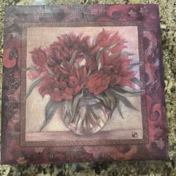 Red Floral Canvas Wall Decor