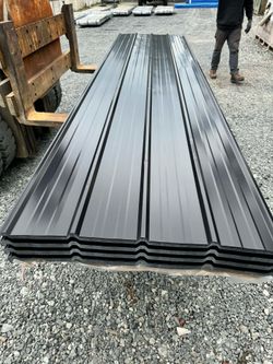 14FT x 3FT Jet Black Metal Ribbed Roofing / Siding Panels, 29 Gauge
