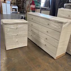 Set Eight Drawers Dresser And One Nightstand 