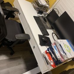 Everly High Gloss Desk, Two Drawer File Cabinet & More