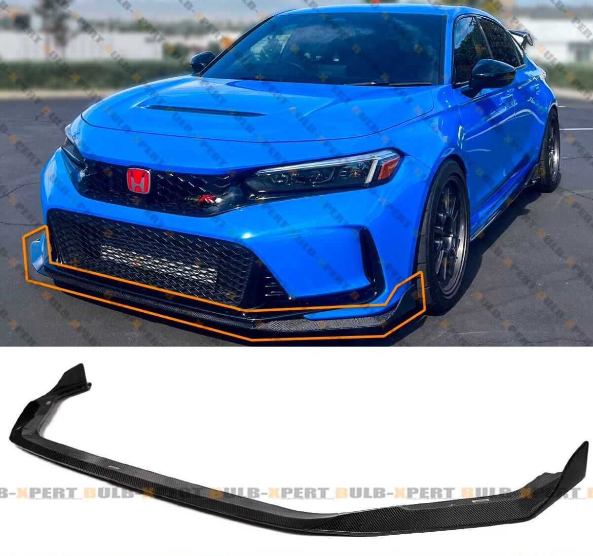 HONDA CIVIC TYPE-R FL5 AG STYLE 1 PIECE CARBON FIBER FRONT BUMPER LIP SPLITTER