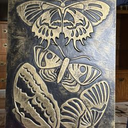 Embossed Butterfly Leather Painting