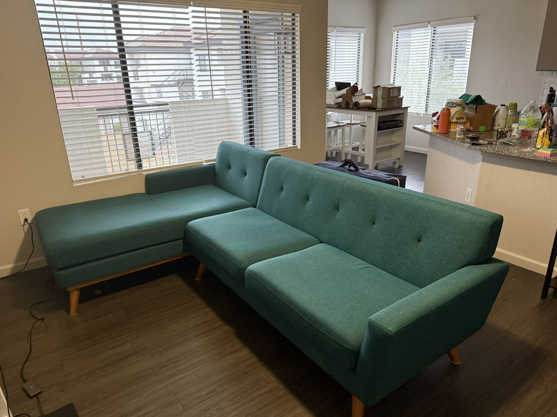 Turquoise L-Shape Sectional Couch