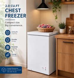 2.0 Cu. Ft. Chest Freezer, Compact Deep Freezer with 2 Baskets