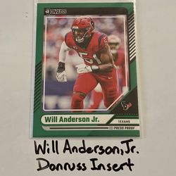 Will Anderson,Jr. Houston Texans DE Donruss Short Print Insert Card. 