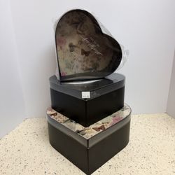 Set Of 3 Heart  ❤️ Shaped Boxes..$12 ( Black And White Only)