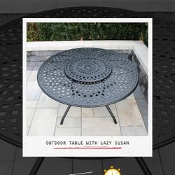 New Heavy Duty Outdoor Patio Chair With Spinning Lazy Susan 
