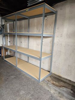 4 Tier Shelving 48 in W x 24 in D American Made Used Heavy Duty Steel Boltless Storage Rack Delivery Available