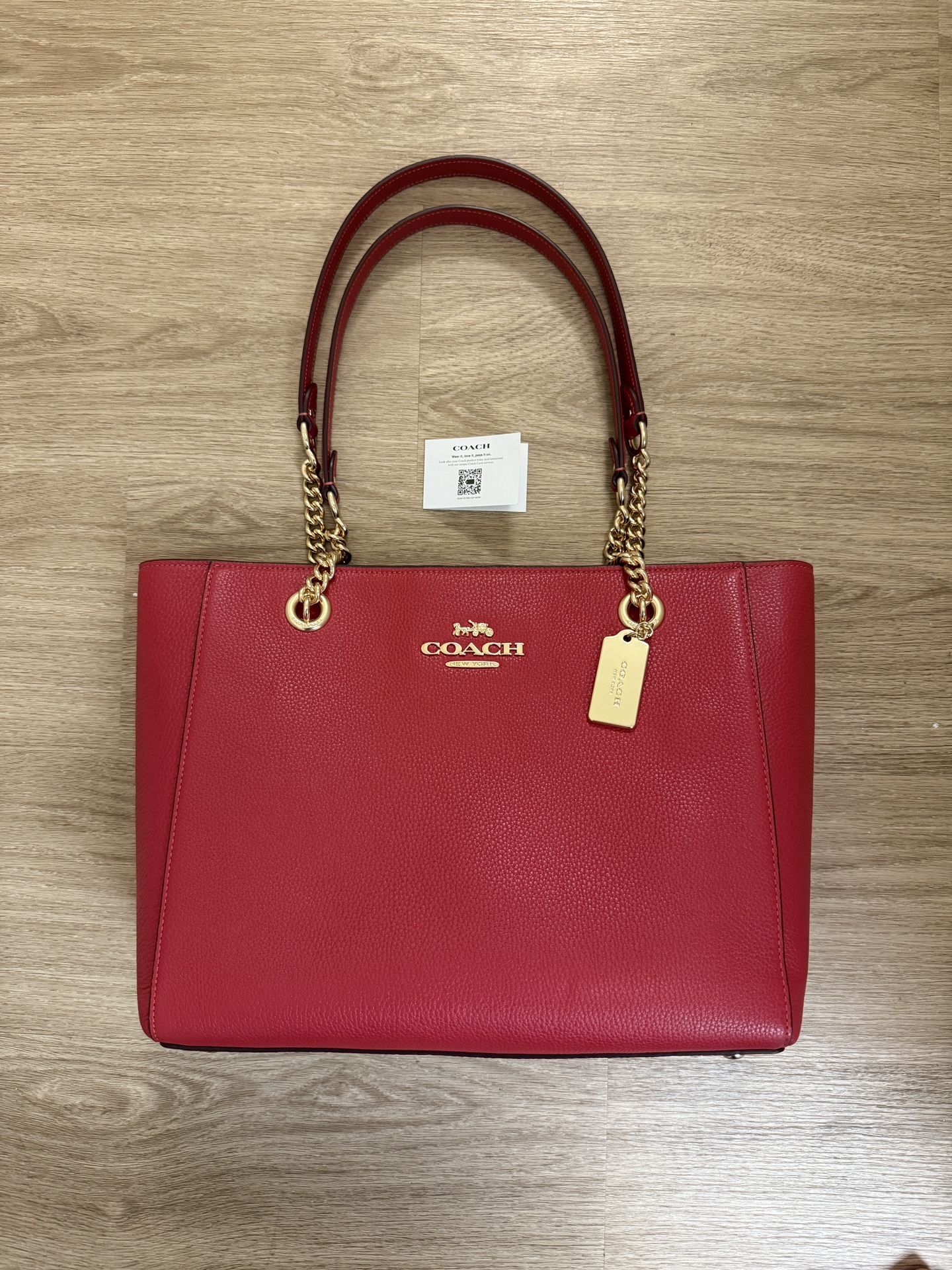 NWT Coach Red Leather Cammie Tote