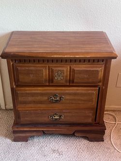 Vintage Solid Wood Nightstand / End Table