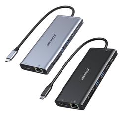 USB C Docking Station Dual Monitor for Dell/HP/Lenovo/Surface Laptop, 14 in 1 Triple Display Hub Multiple Adapter, Dongle with 2 HDMI 4K+VGA+5 Port+10