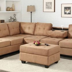 💯On Sale 🤗Brand New💯Heights Taupe Reversible Sectional with Storage Ottoman