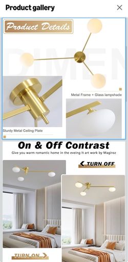 3-Light Flush Mount Sputnik Ceiling Light Fixture