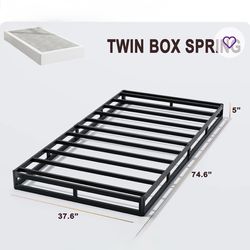 Twin 5 Inch Low Profile Box Spring Only with Fabric Cover Mattress Foundation Easy Assembly New- Open Box - Unused