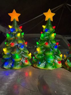 7 blow mold Xmas trees