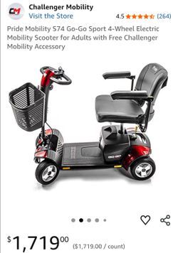 Pride Mobility S74 Go-Go Sport 4-Wheel Electric Mobility Scooter for Adults