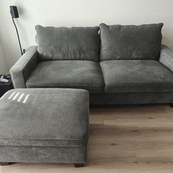 Gray Sofa + Ottoman 