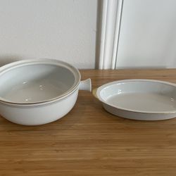 Pair Of Vintage Andrea by Sadek Oven to Table SERVING DISHES (With Full Gilt Accents)  [LL]