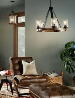 Kichler Barrington 5 -Light Black Glass & Metal Chandelier