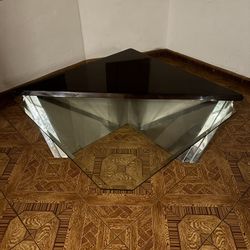 Coffee Table Chrome Italian Glass