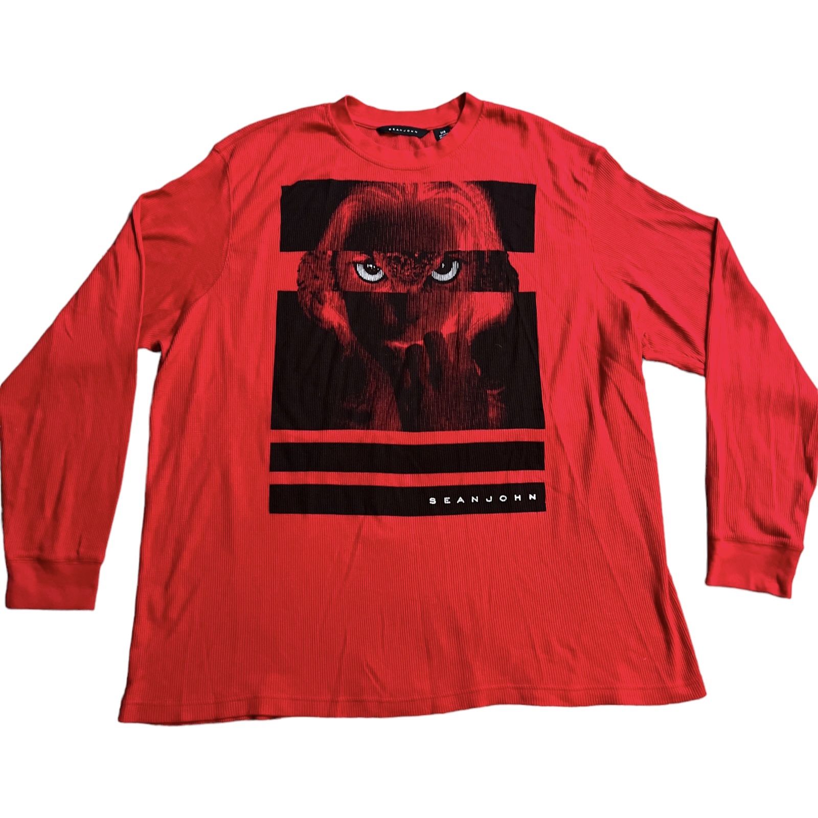 Sean John Thermal Shirt Men’s Red Graphic Long Sleeve Size 3XB