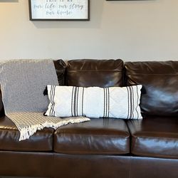 Modern Faux Leather Sleeper Sofa – Like New