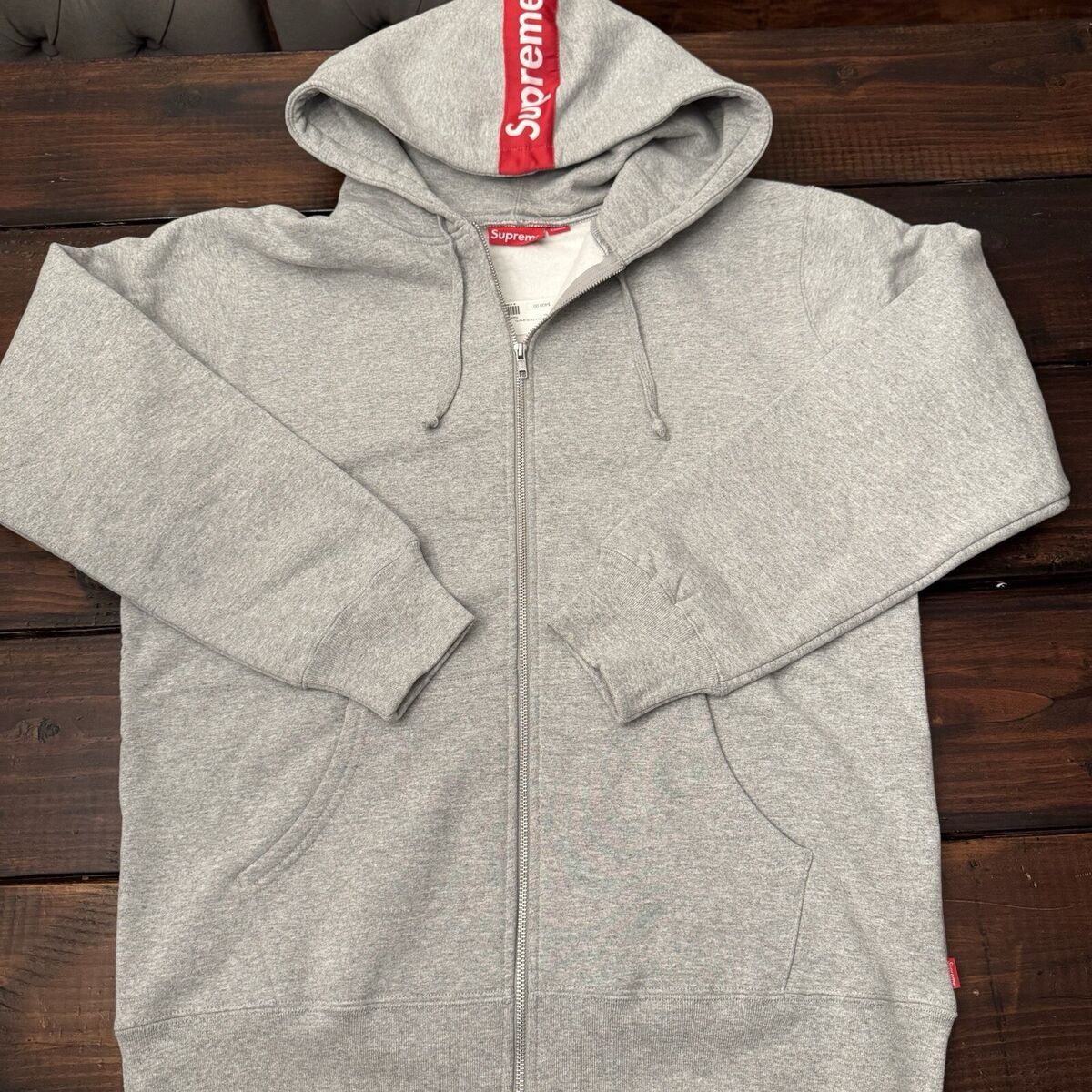Supreme Logo Tape Zip Up Hoodie