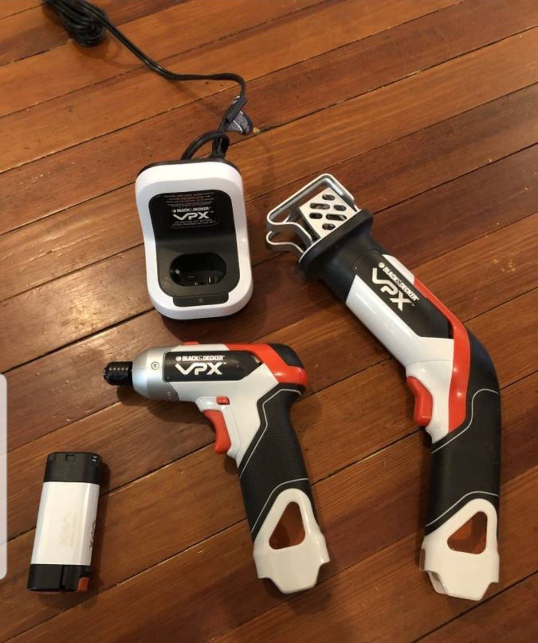 set of Black and Decker VPX drill and saw. Set includes drill, saw, charger, battery and drill carrying case. All are in excellent working condition.