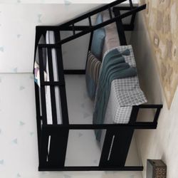 Twin  Over Full Bunk Bed With Mattress Black  /// Financing Available 
