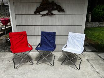 Red, white and blue folding chairs