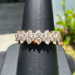 Jewelry 10k solid yellow gold natural diamond crown fashion ring size 7.75