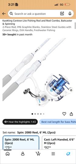 KastKing Centron Lite Fishing Rod and Reel Combo – White & Blue