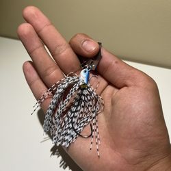 White And Blue Chatterbait Fishing Lure NEW