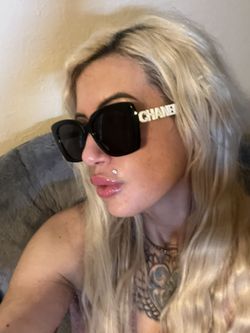 Chanel Black And White C-h-a-n-e-l Acetate Sunglasses 