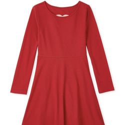 Girls Heart Cut Out Skater Dress - Classicred Size XL-14