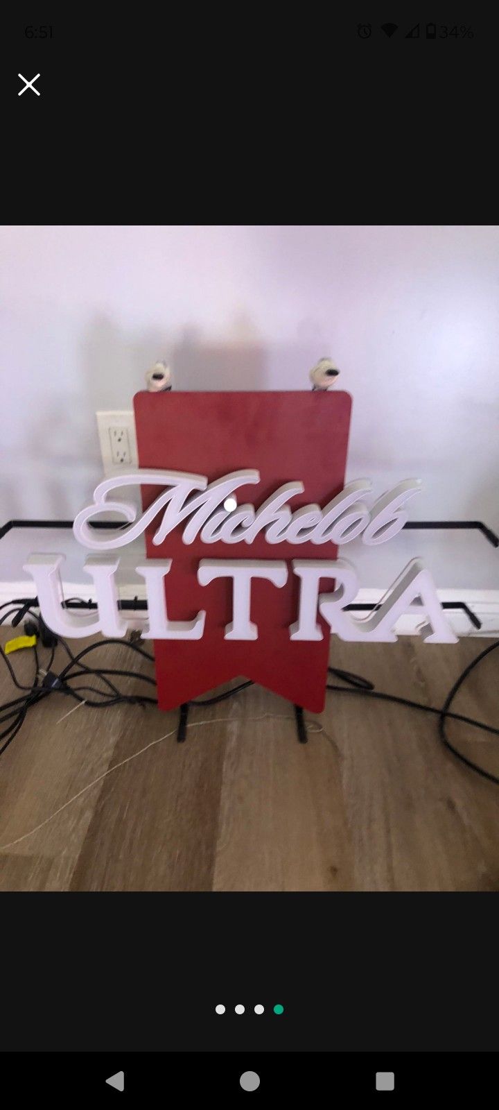 Like New Michelob Ultra Ribbon Opti/Led light Measures 28” x 24”