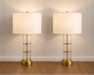 BED NOT INCLUDED- blush dresser, 2 night stands, 2 lamps
