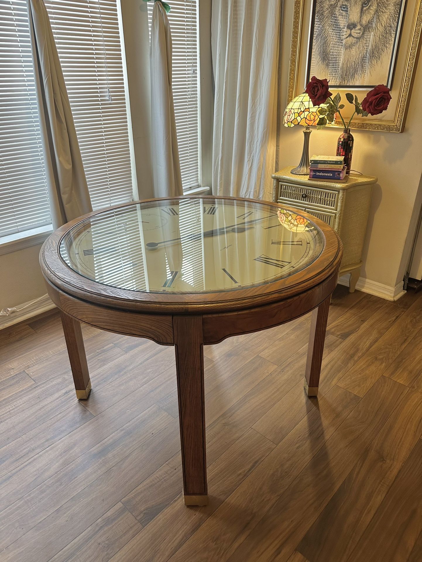 🌺 Rare HOWARD MILLER Mid-Century VINTAGE Top glass real clock table