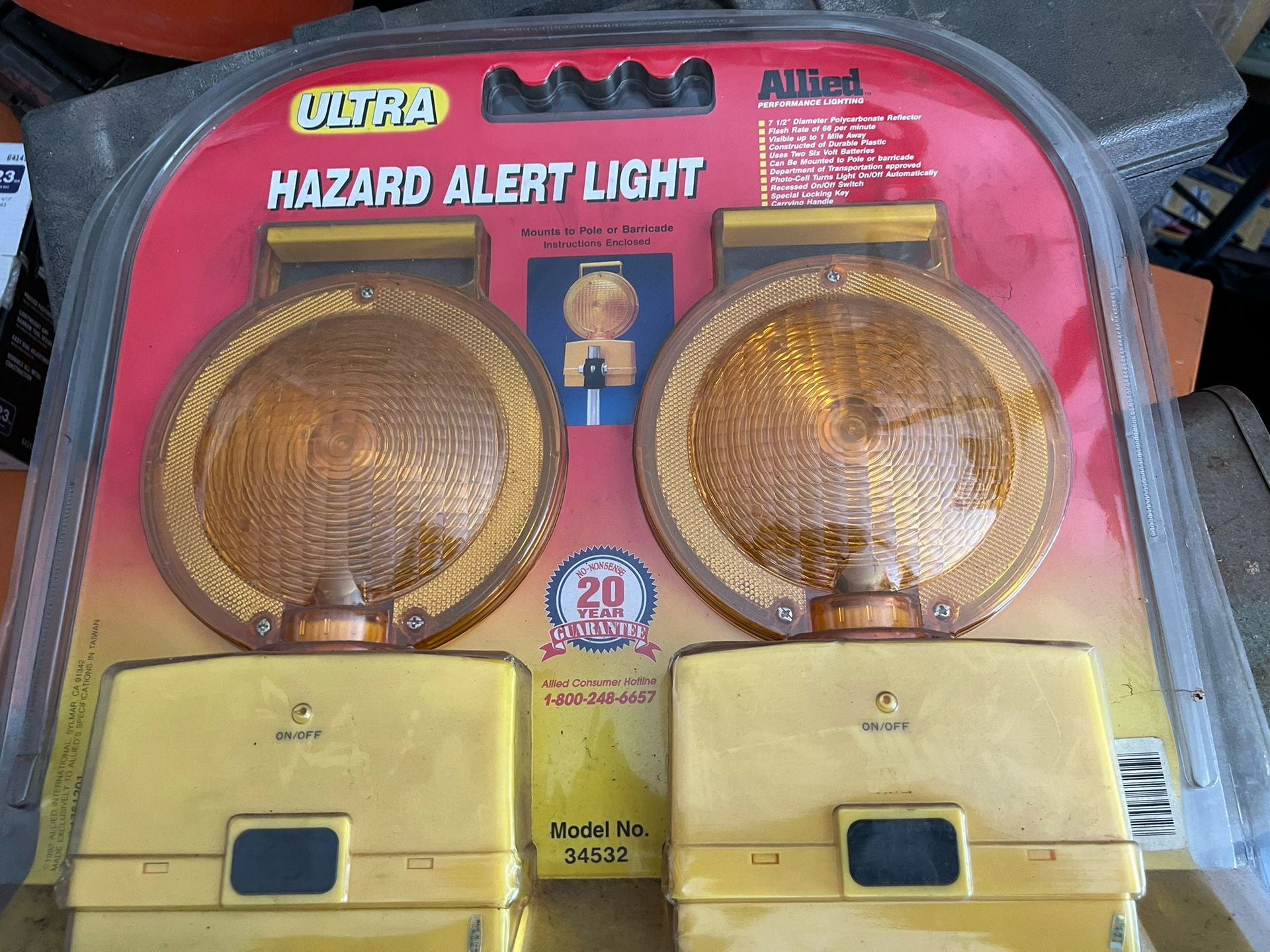 NOS Allied 34532 6 Volt Ultra Flashing Road Hazard Alert Lights Photo-Cell NIB