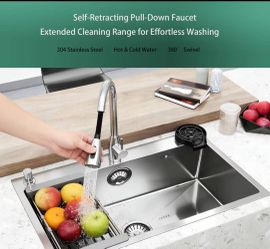 Stainless Steel Kitchen Sink with Pull-Down Faucet