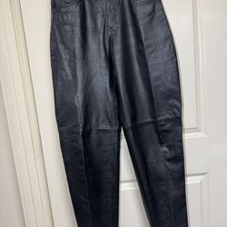 Index International Leather Pants Size 32 Vintage Black Tapered