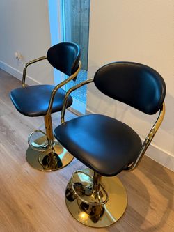 Black and Gold Adjustable Bar Stools – Set of 2