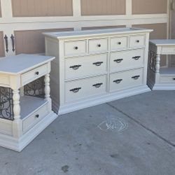 3-Piece Solid Wood Dresser- Taupe With Black Hardware 